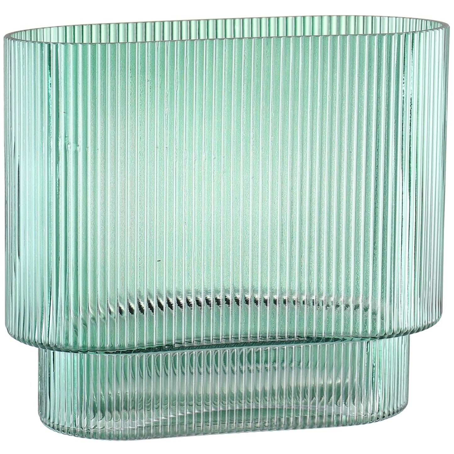 Glasvase, gerippte Vase für Blumen, Blumenvasen für Tulpen, geriffelte durchsichtige Vasen für Wohnzimmer, Esszimmer, Schlafzimmer, Regal, Hochzeit, Büro, Couchtisch, Geburtstag, 19 cm